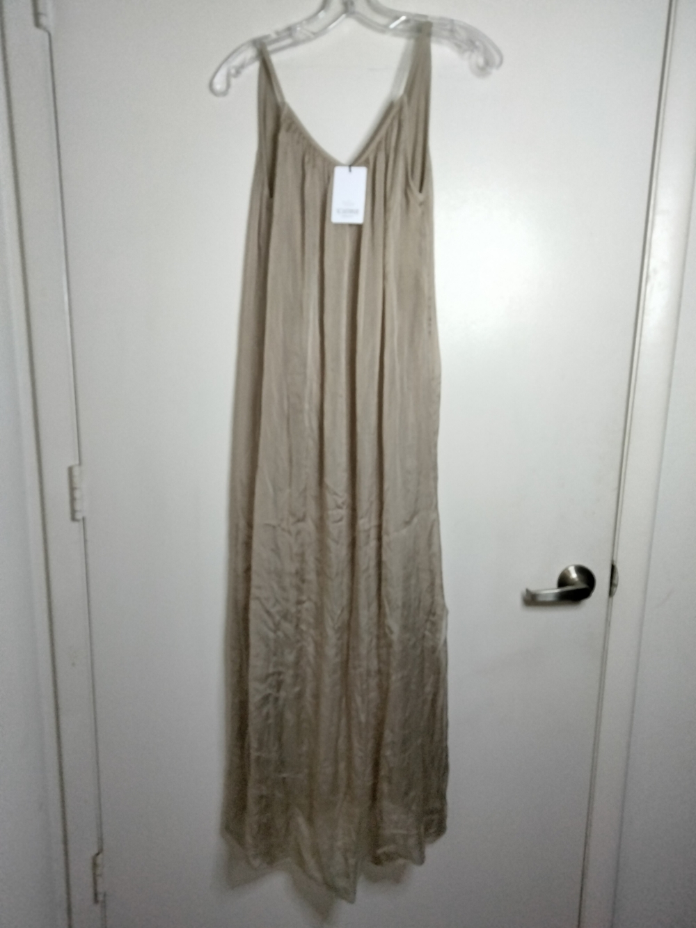 Rosemarine (Size S) Elegant Silk Blend Sleeveless Maxi Dress in Taupe NEW-NWT